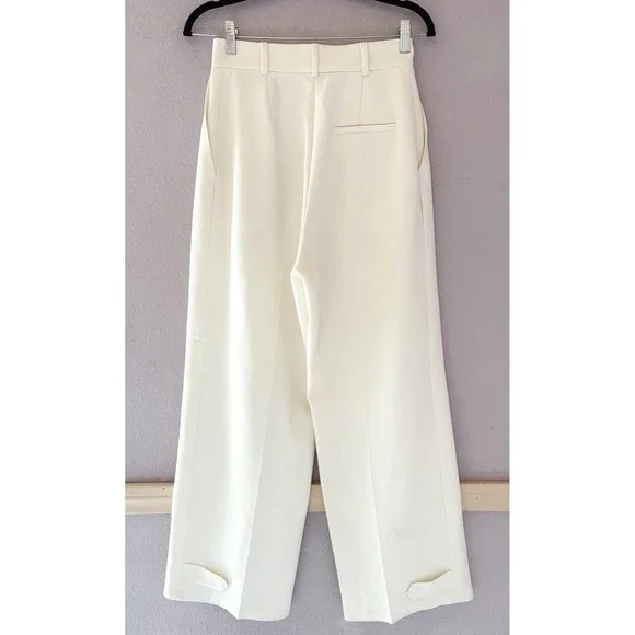 Frankie Shop Pleated White Trousers Relaxed Fit Quiet Luxury Old Money Sz Small - Picture 5 of 5